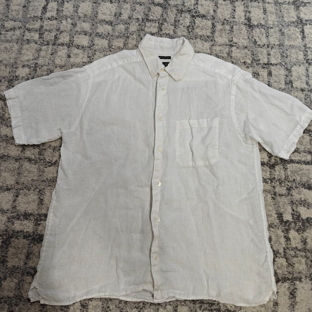 Banana Republic 100% Irish Linen Shirt Mens Medium White Short Sleeve Relaxed